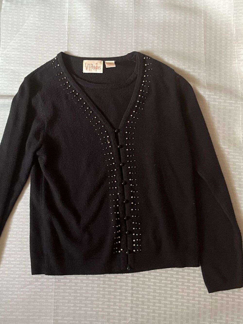Black sweater with grey pearl from collection VIPetite size small for women's .